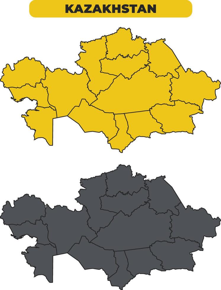 Kazakhstan outline illustration map set vector
