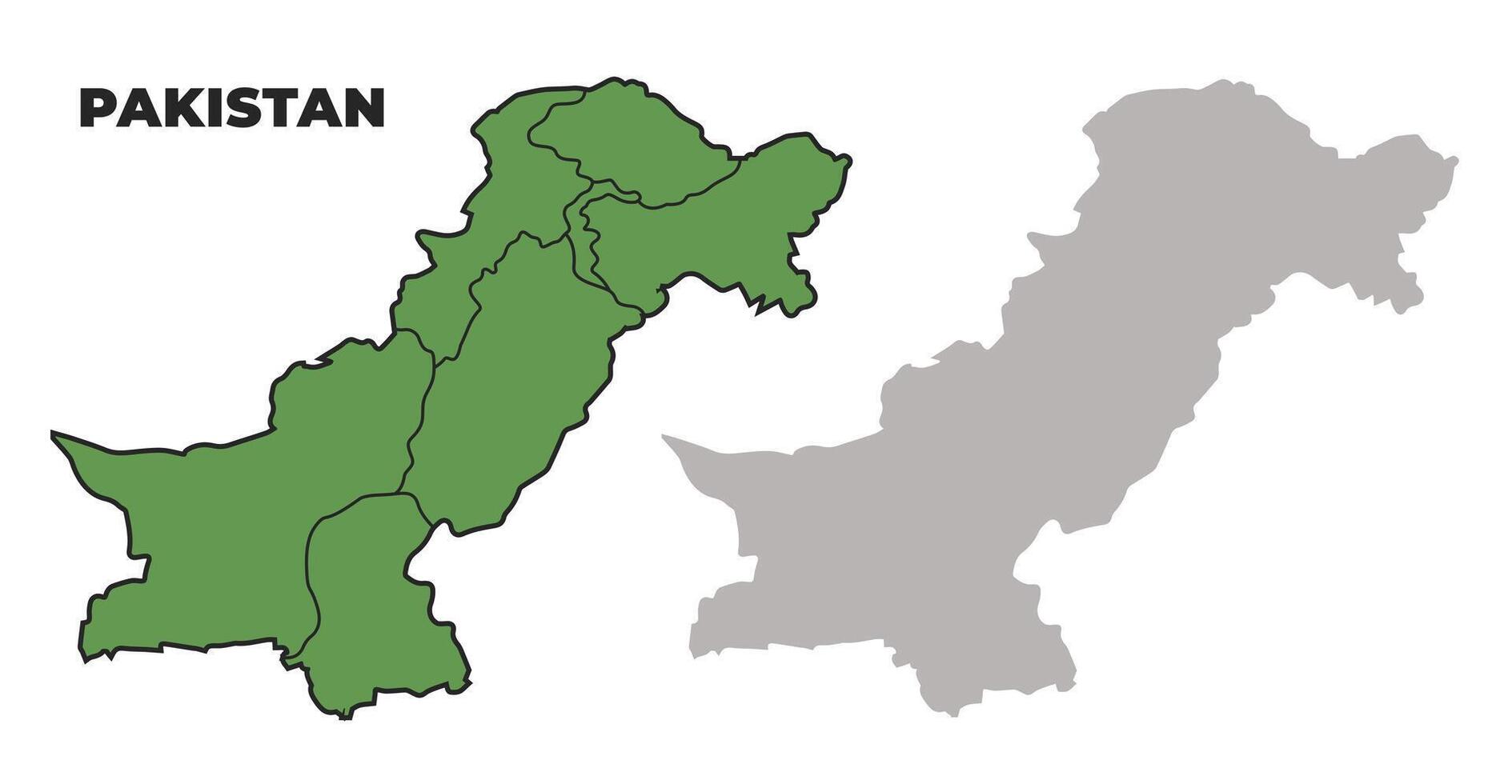 Pakistan political regions green outline map set vector