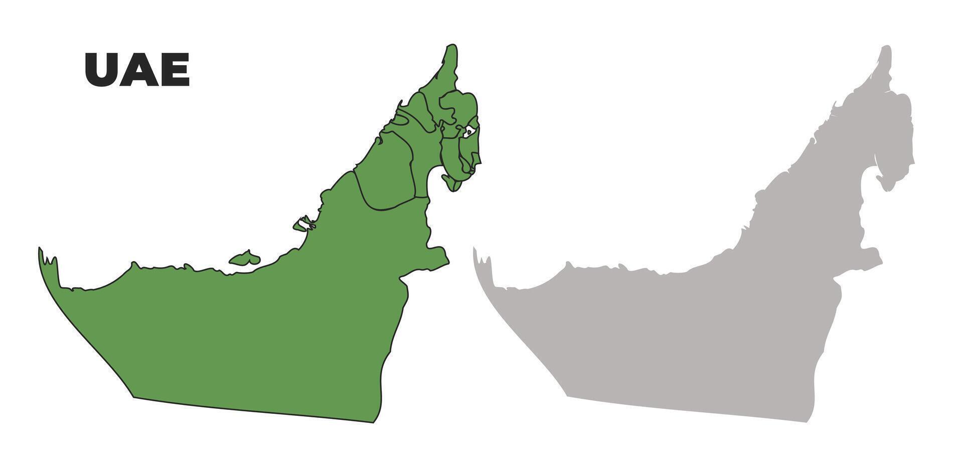 United Arab Emirates political regions green outline map set vector