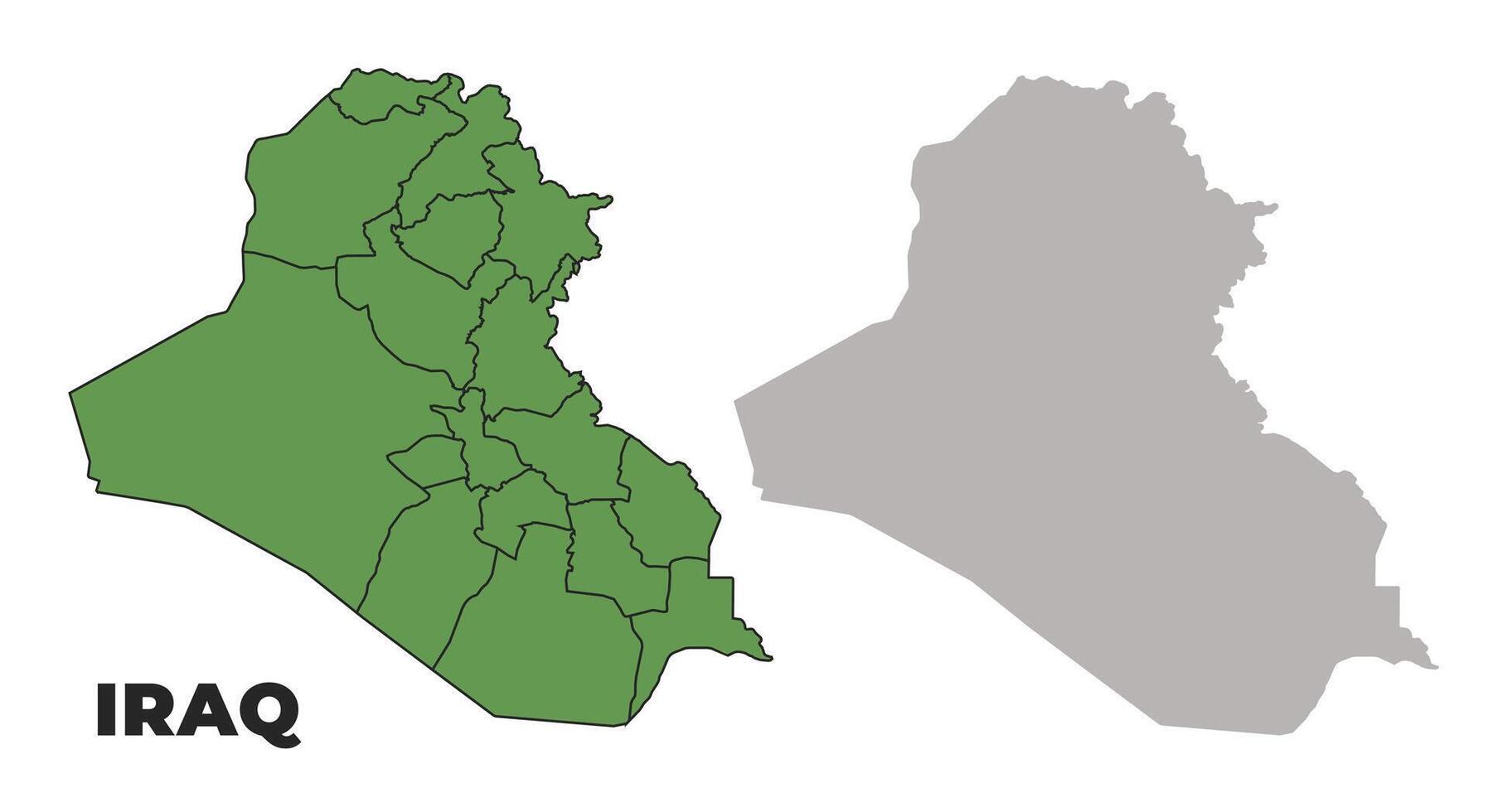 Iraq political regions green outline map set vector