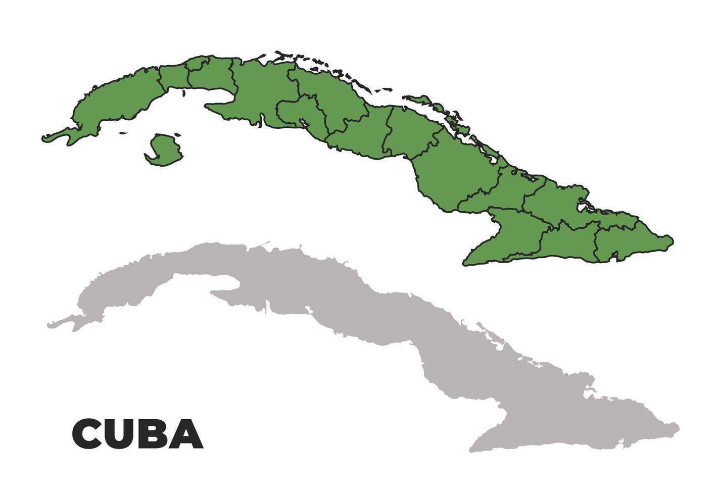 Cuba political regions green outline map set vector