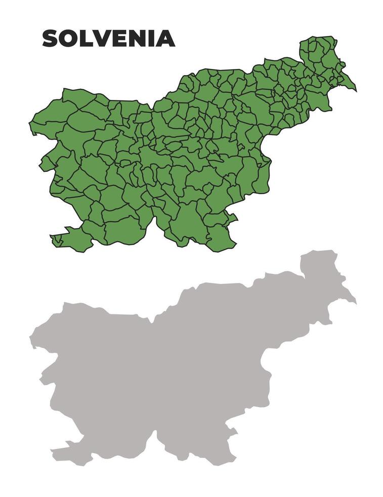 Slovenia political regions green outline map set vector