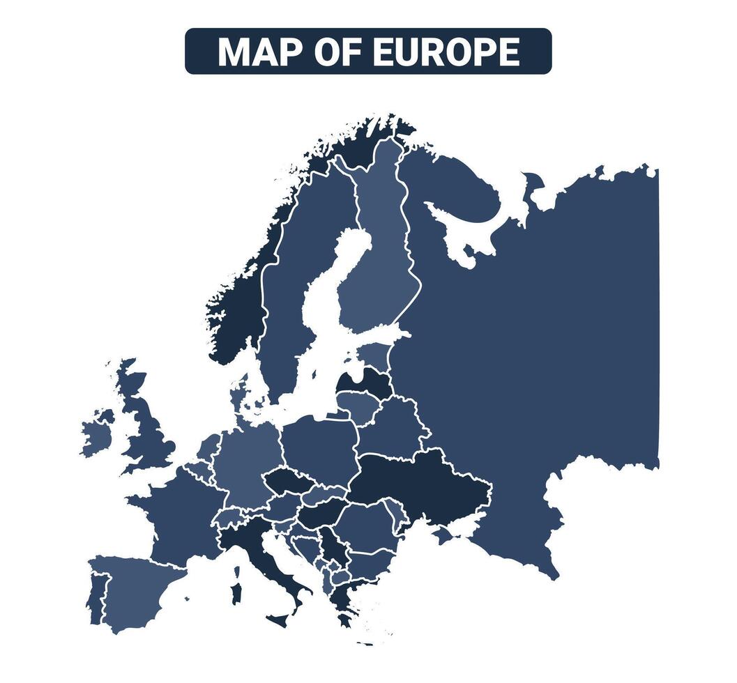 Map of Europe political map regions illustration vector