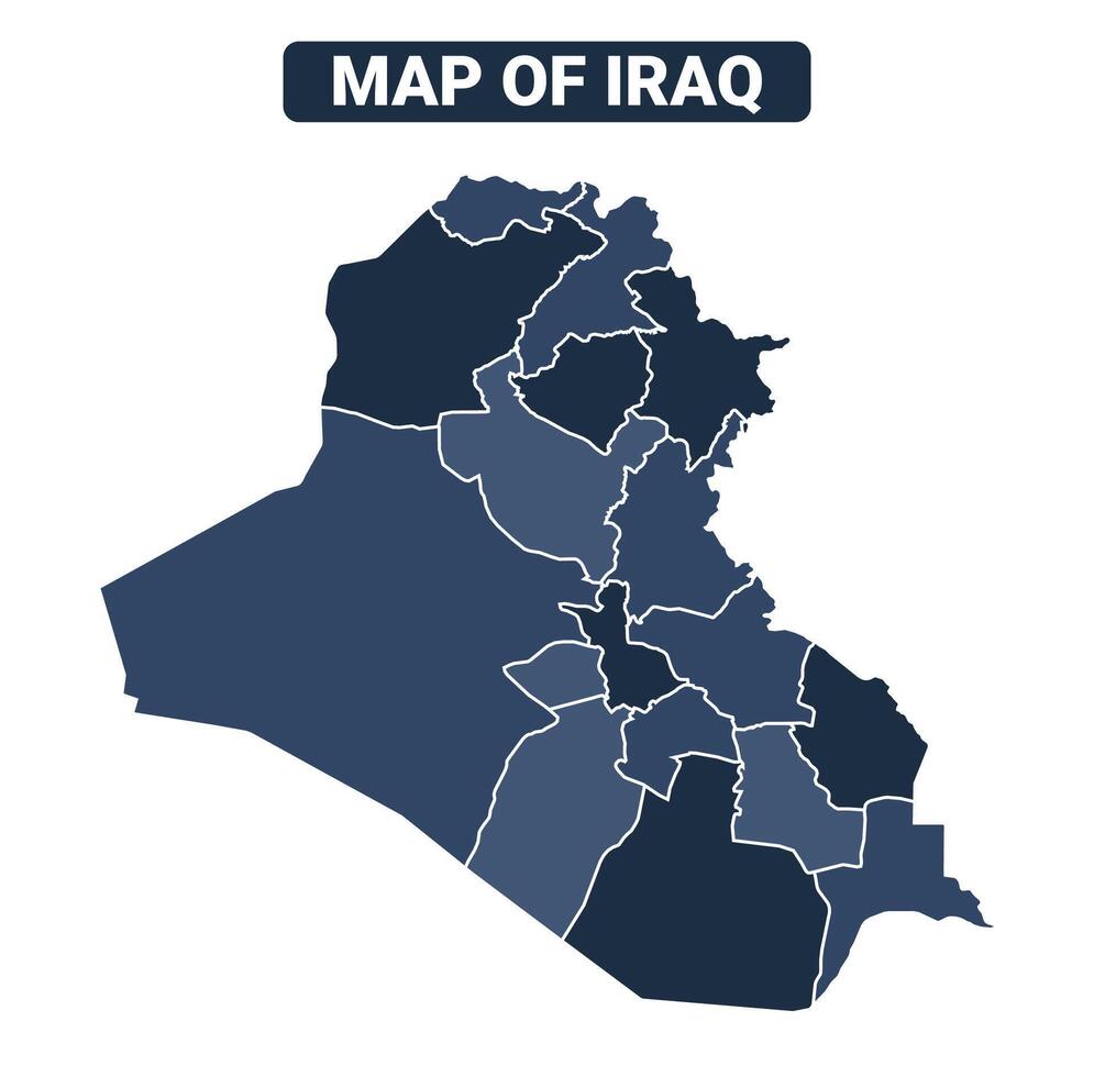 Map of Iraq political map regions illustration vector