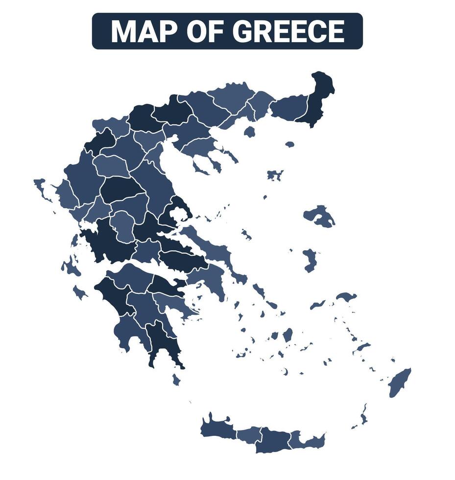 Map of Greece political map regions illustration vector