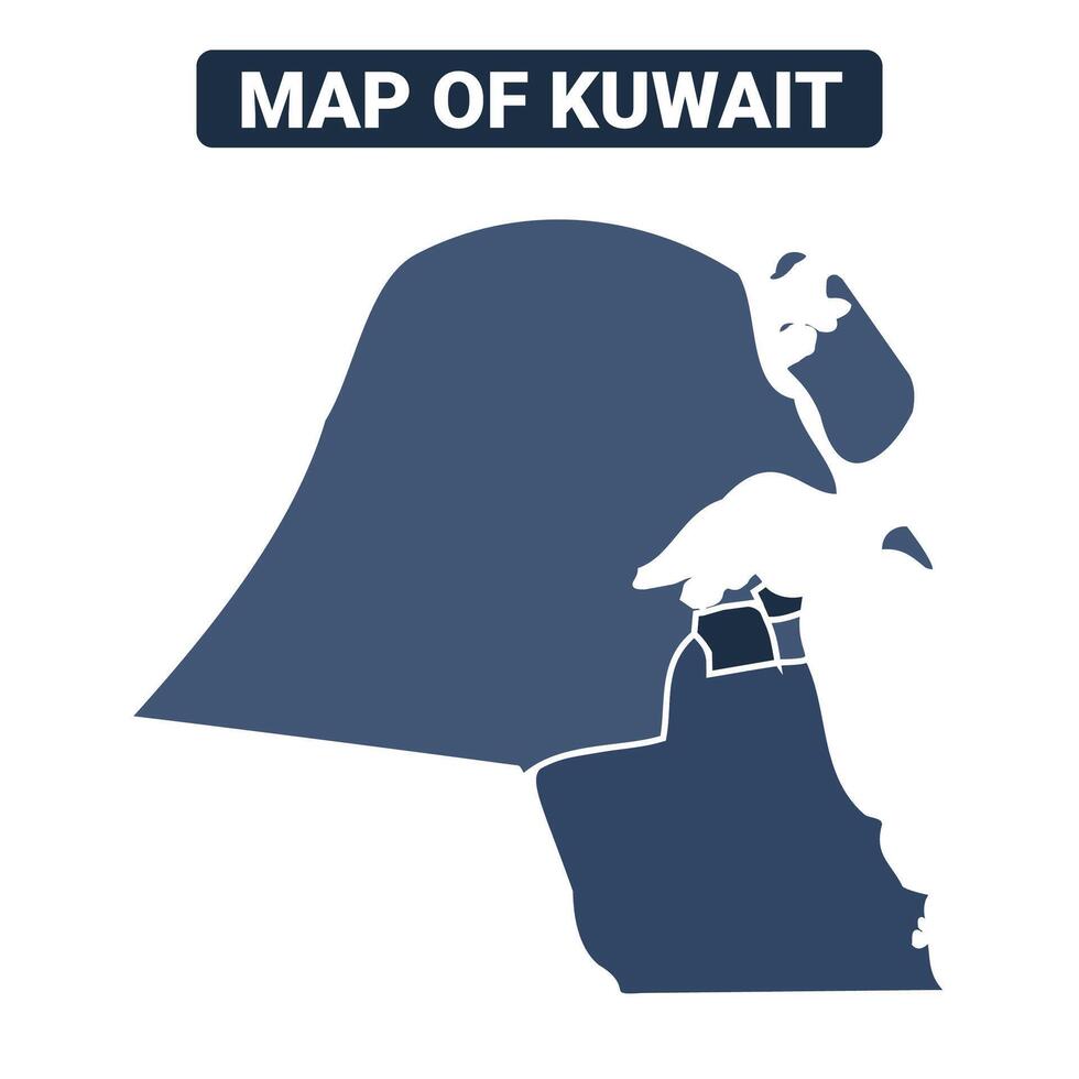 Map of Kuwait political map regions illustration vector