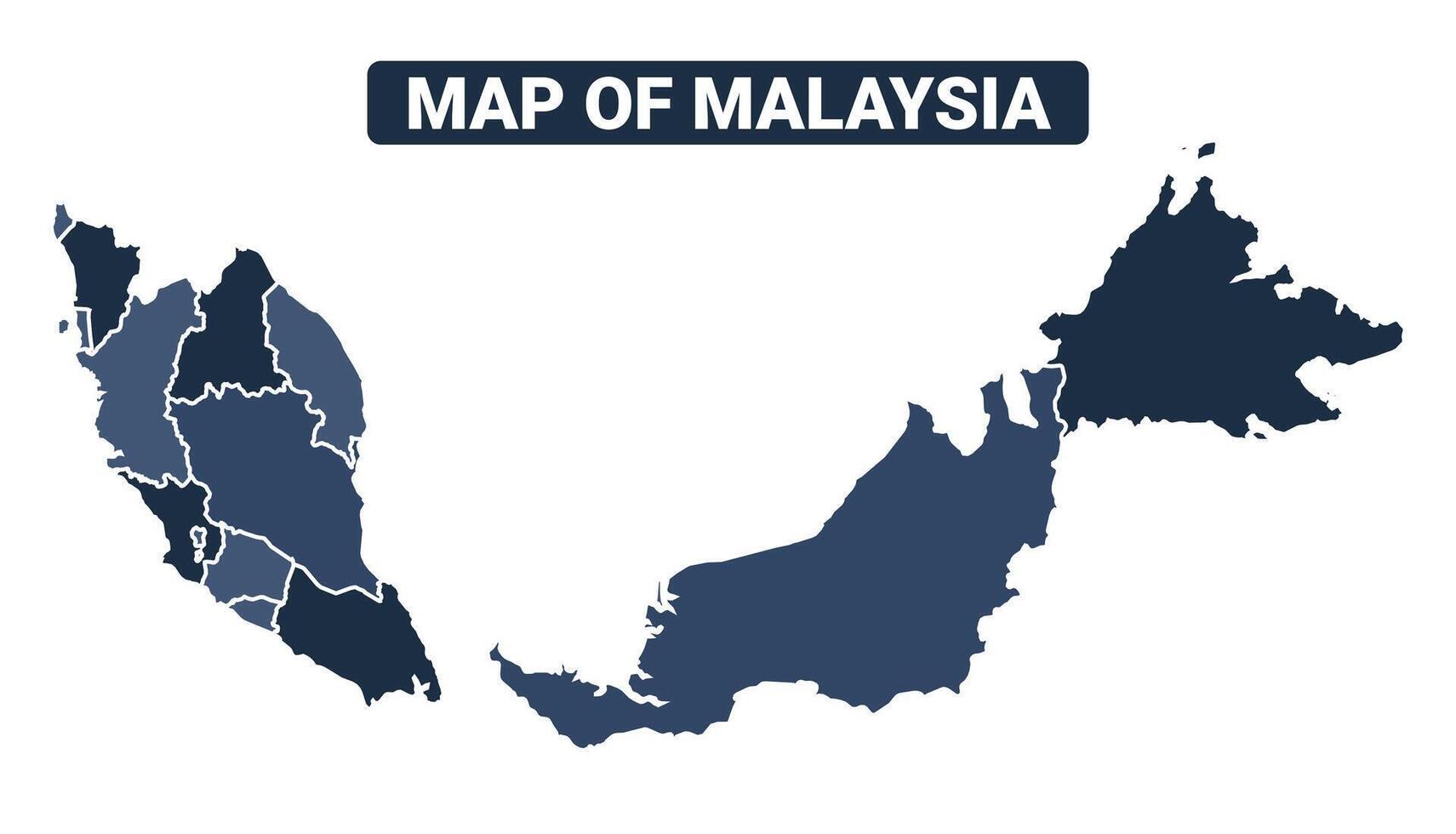 Map of Malaysia political map regions illustration vector
