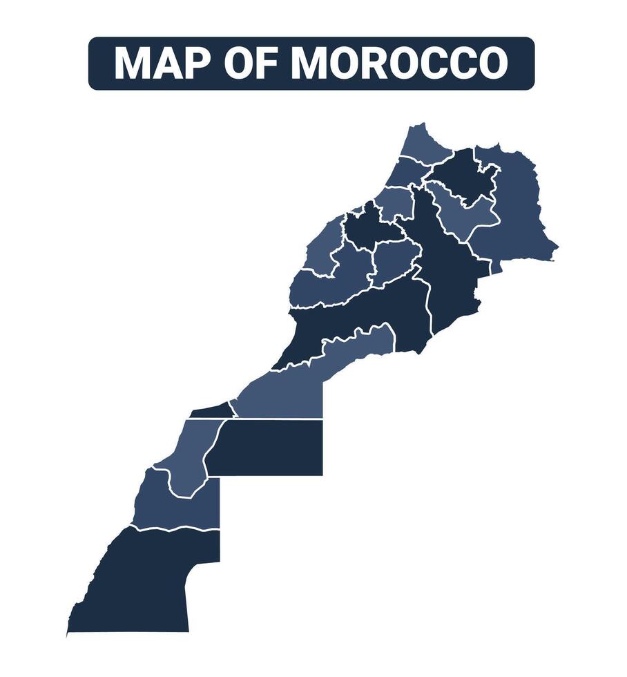 Map of Morocco political map regions illustration vector