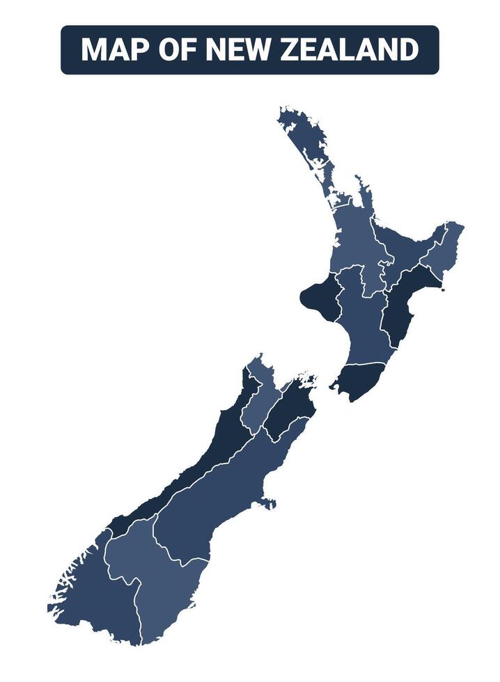 Map of New Zealand political map regions illustration vector