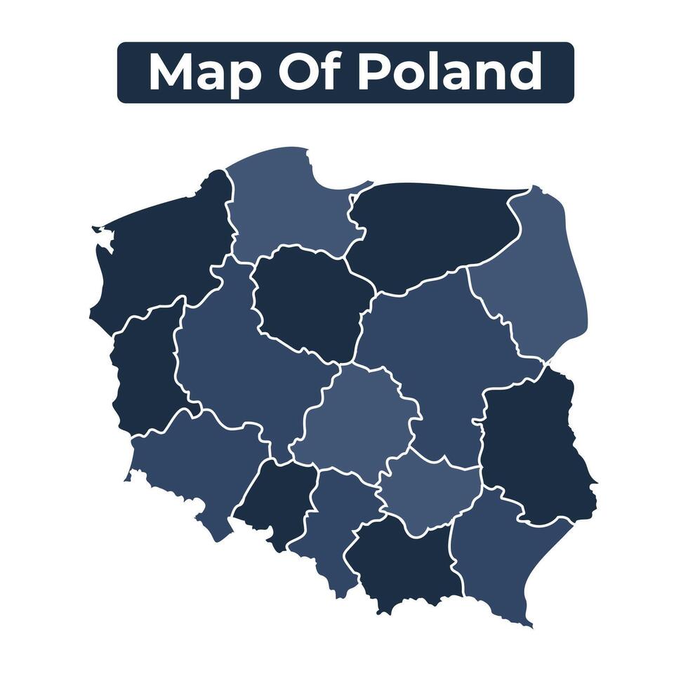 Map of Poland political map regions illustration vector