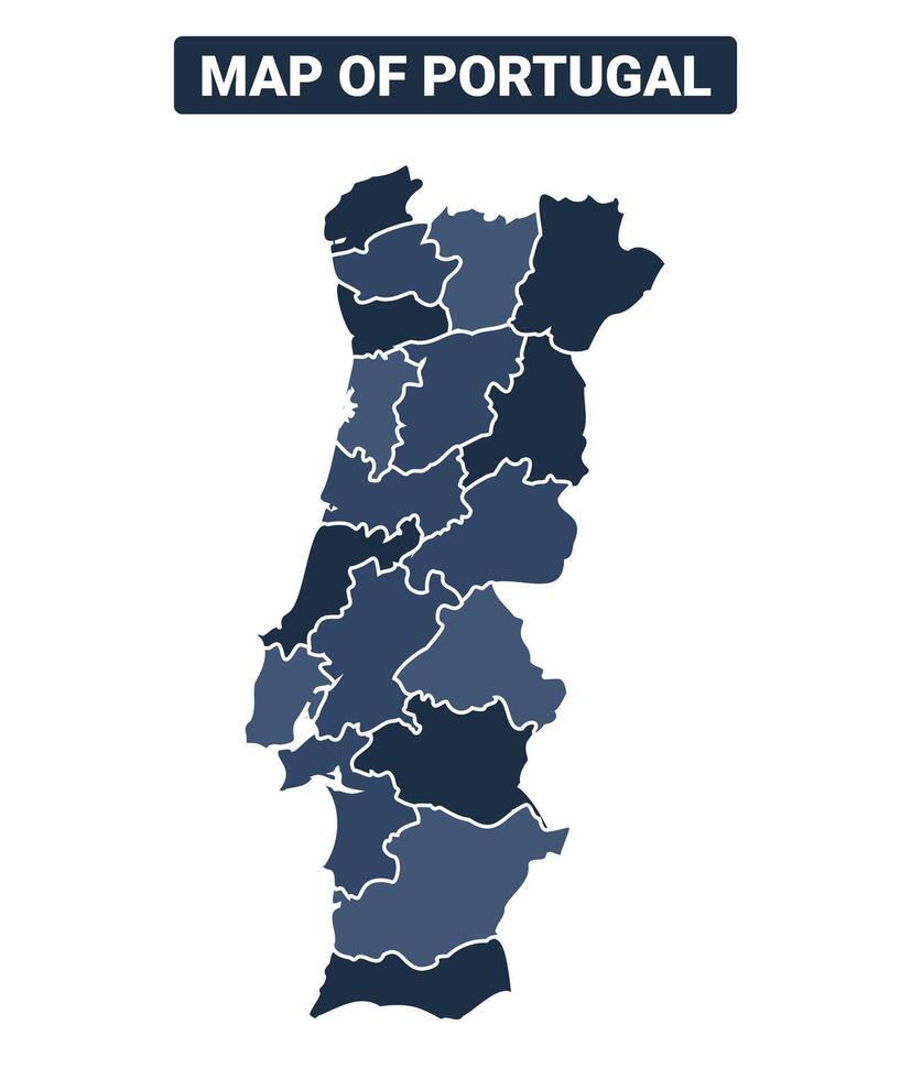 Map of Portugal political map regions illustration vector