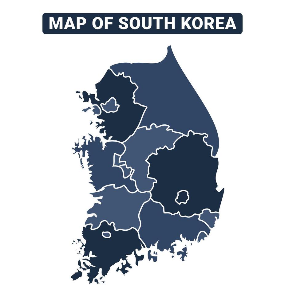Map of South Korea political map regions illustration vector