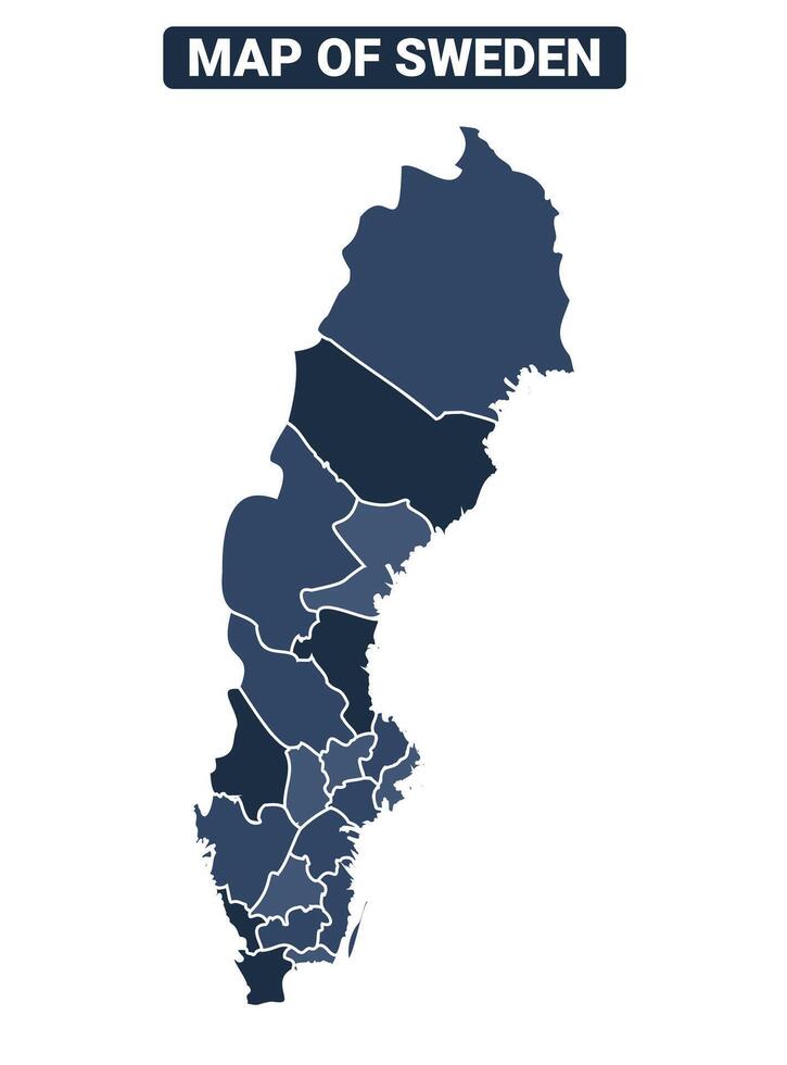 Map of Sweden political map regions illustration vector