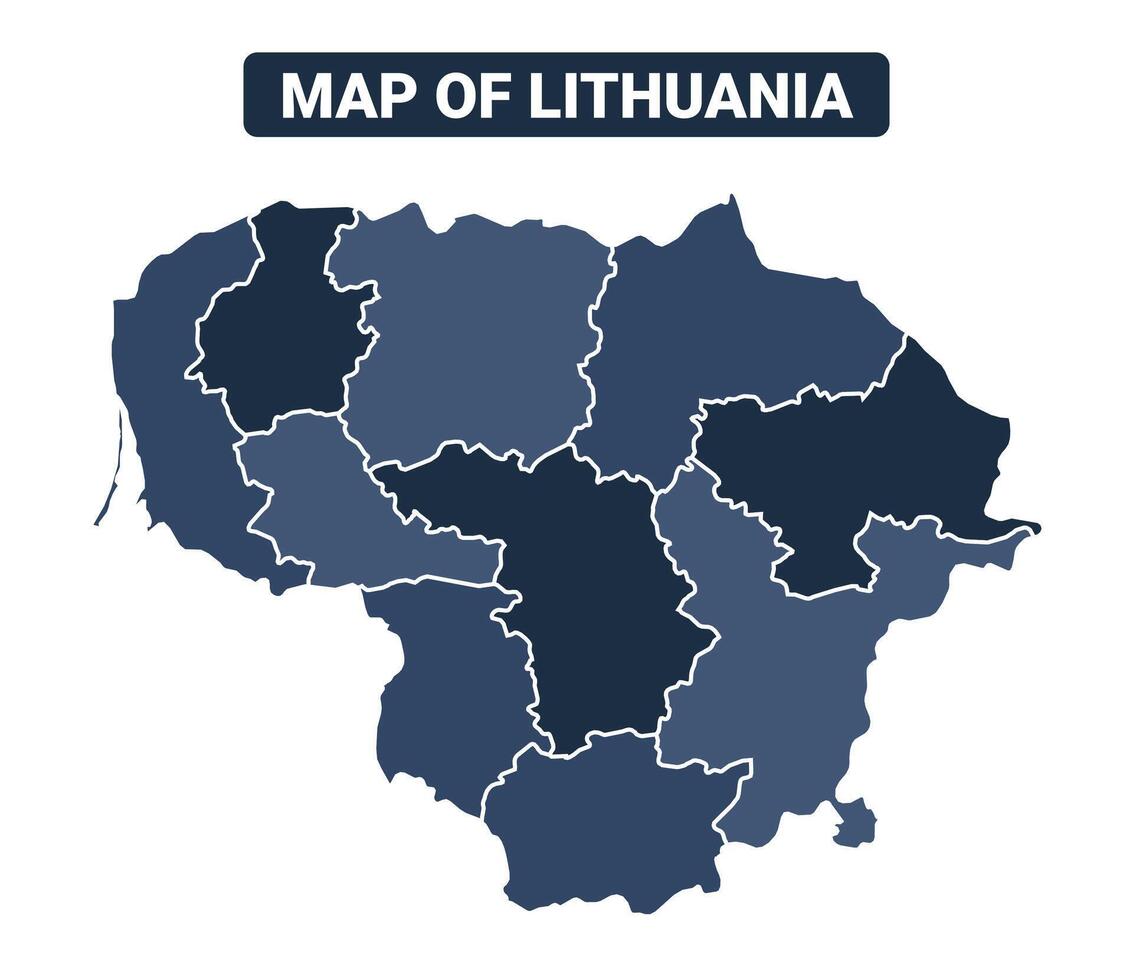 Map of Lithuania political map regions illustration vector