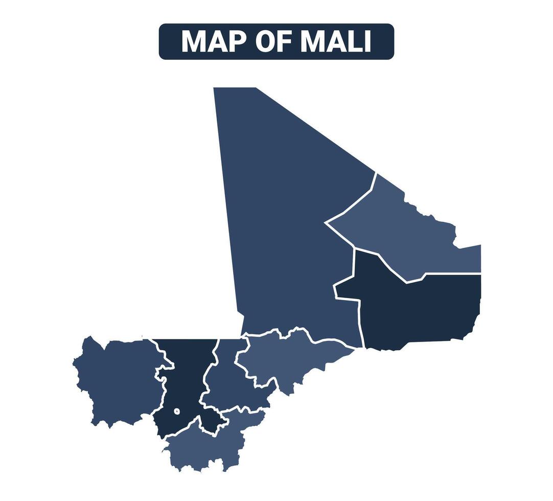 Map of Mali political map regions illustration vector