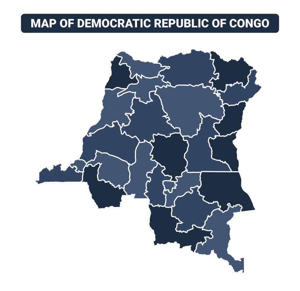 Map of Democratic Republic of the Congo political map regions illustration vector