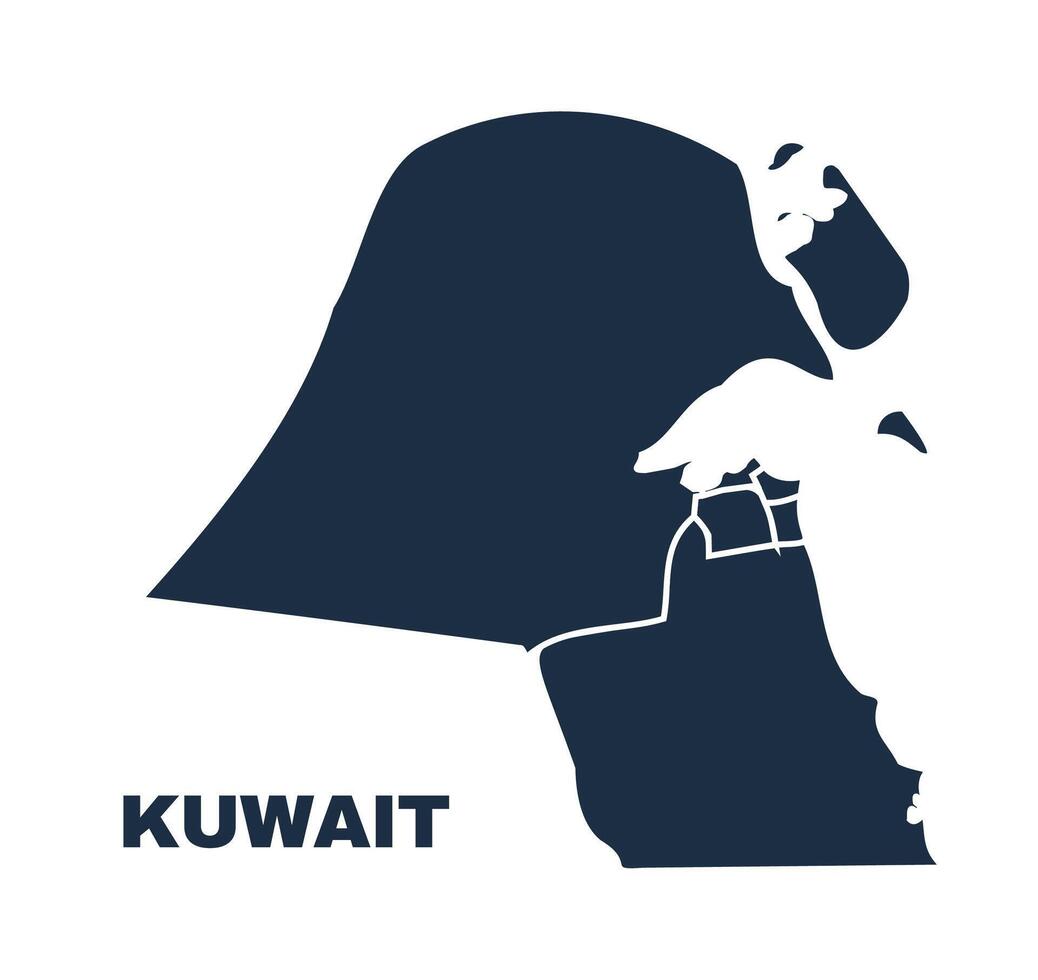 Kuwait map flat border outline vector