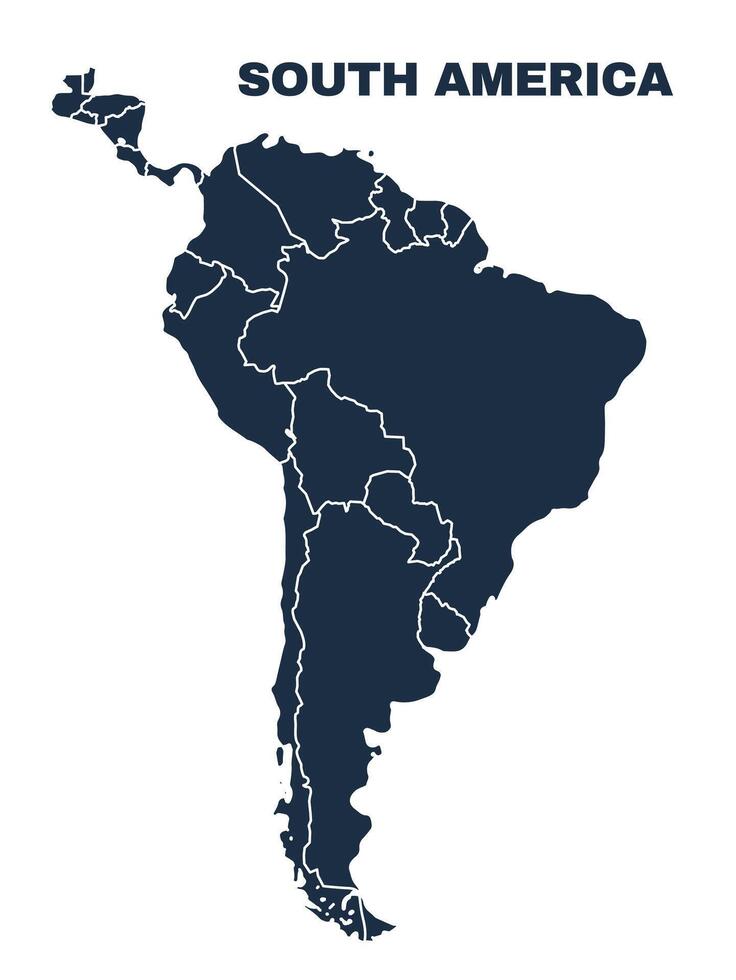 South America map flat border outline vector