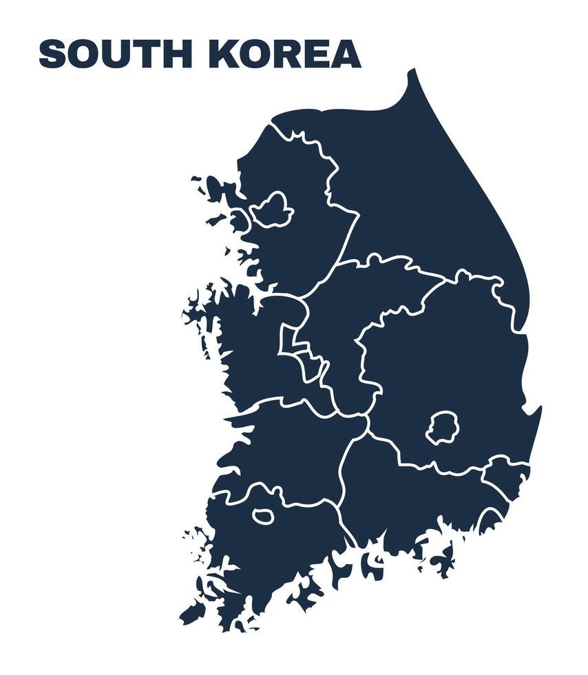 South Korea map flat border outline vector