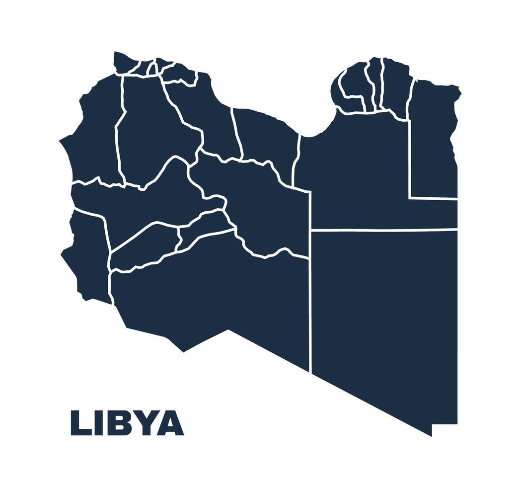 Libya map flat border outline vector