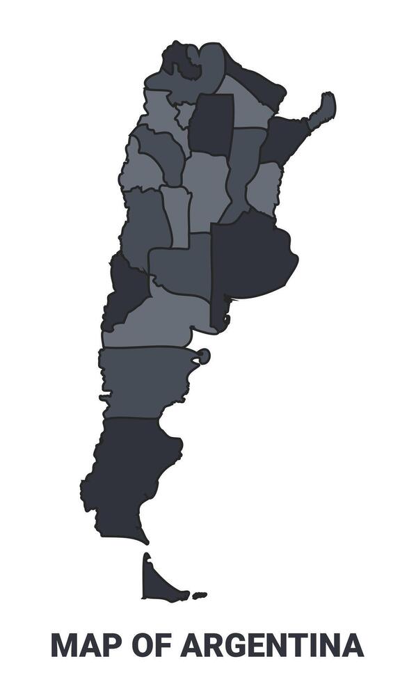 Argentina political map border of regions outline set vector