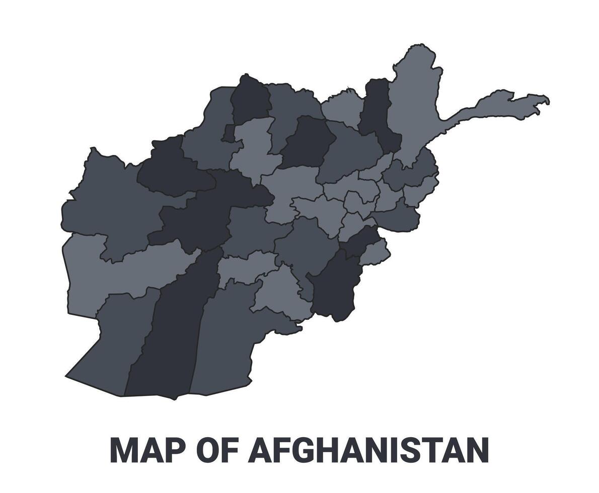 Afghanistan political map border of regions outline set vector