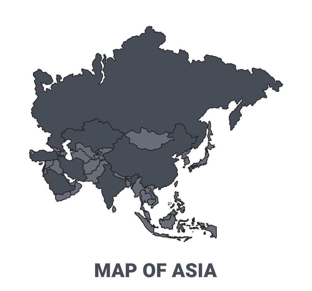 Asia political map border of regions outline set vector