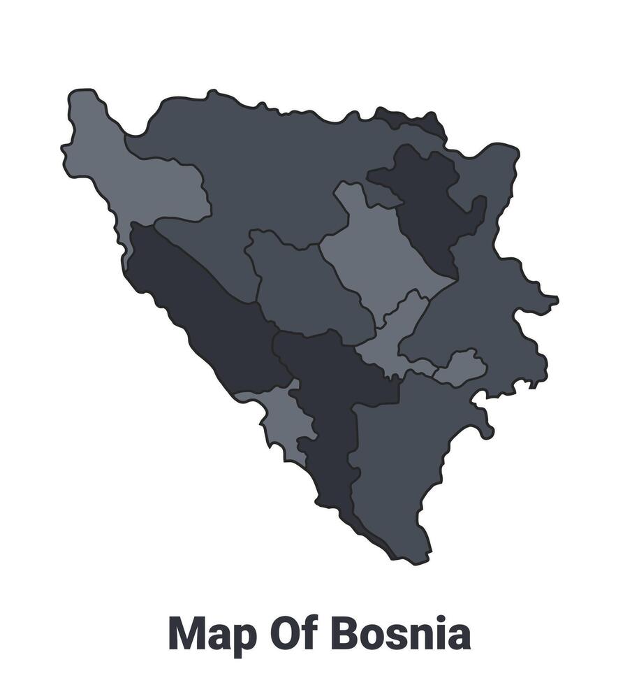 Bosnia political map border of regions outline set vector