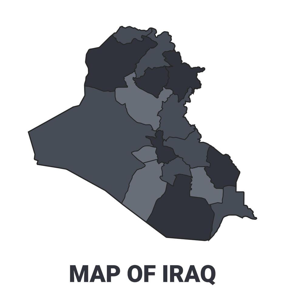 Iraq political map border of regions outline set vector