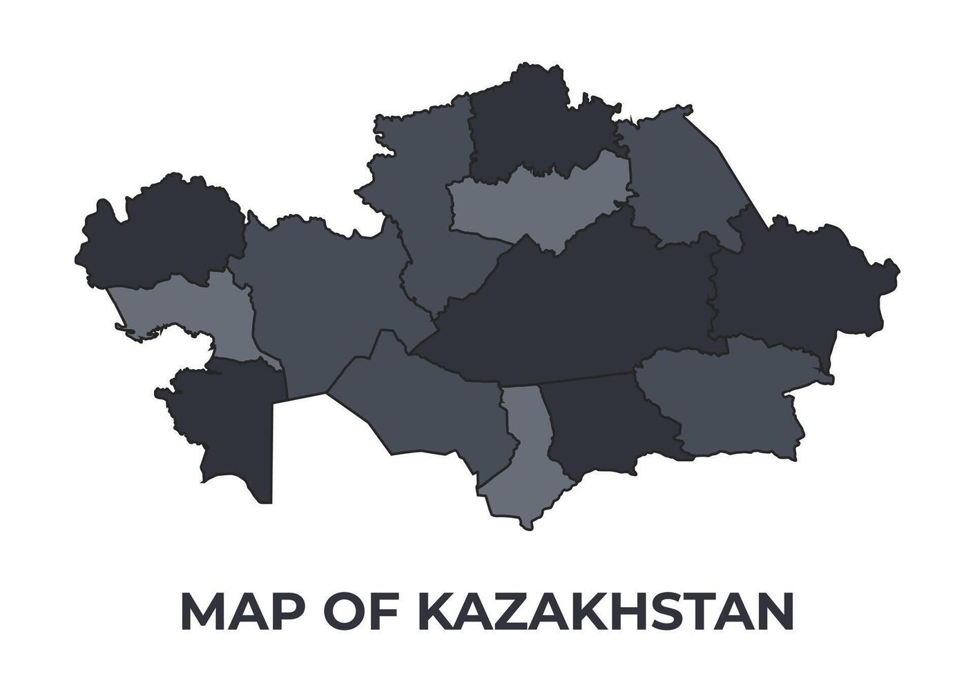 Kazakhstan political map border of regions outline set vector