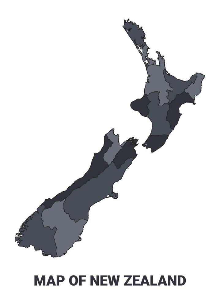 New Zealand political map border of regions outline set vector
