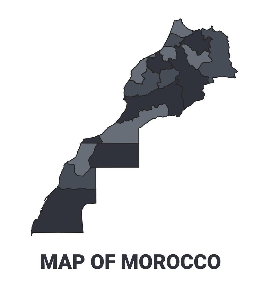 Morocco political map border of regions outline set vector