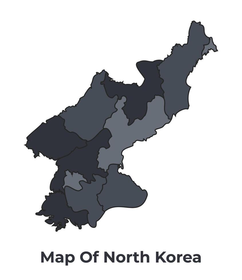 North Korea political map border of regions outline set vector