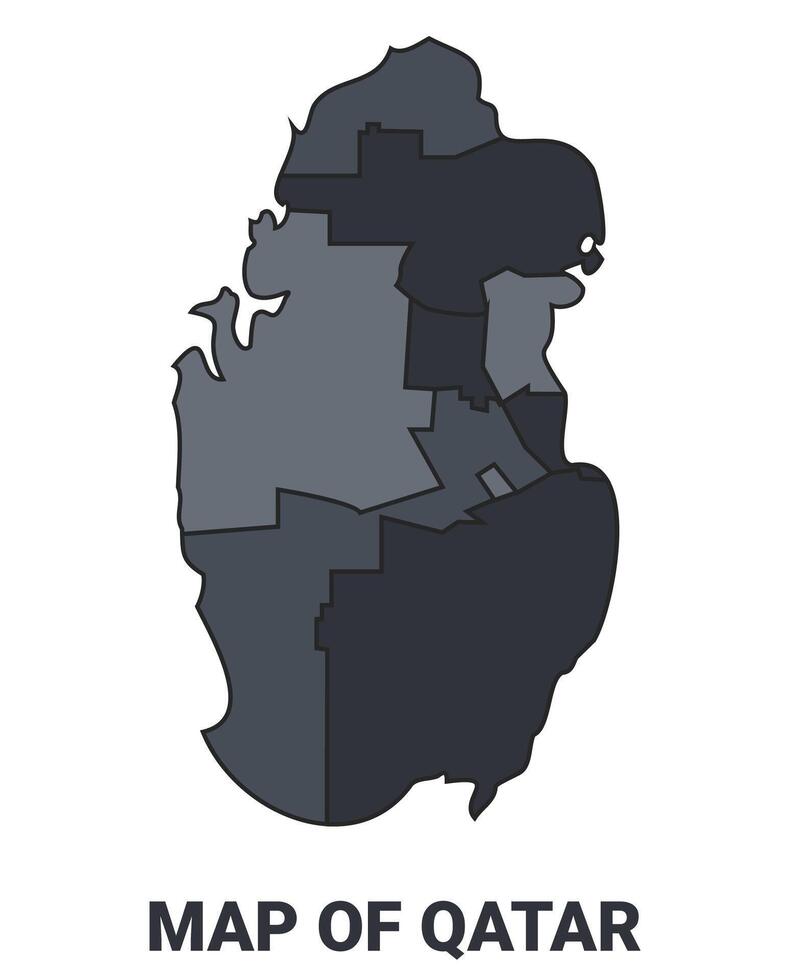 Qatar political map border of regions outline set vector