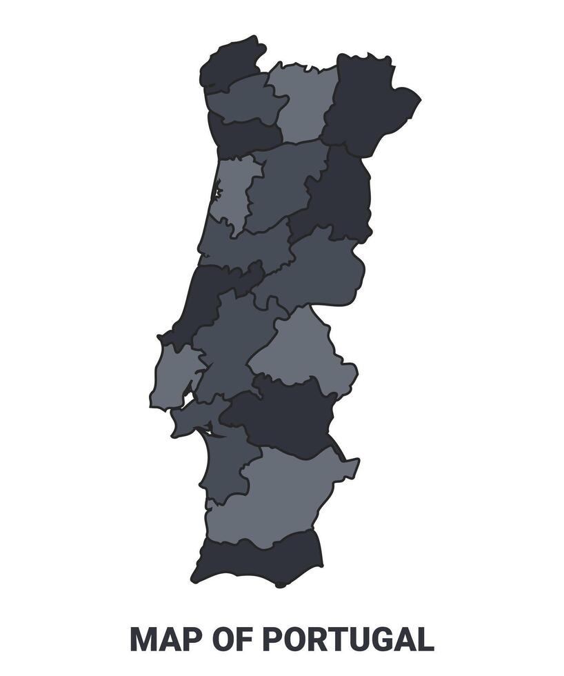Portugal political map border of regions outline set vector