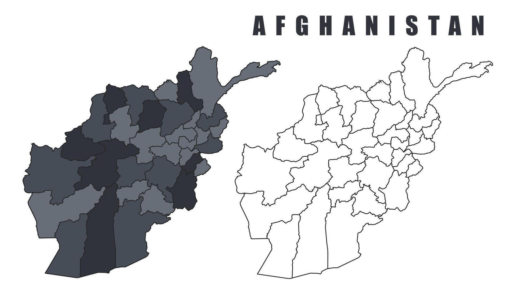 Afghanistan country map simple flat outline illustration set vector