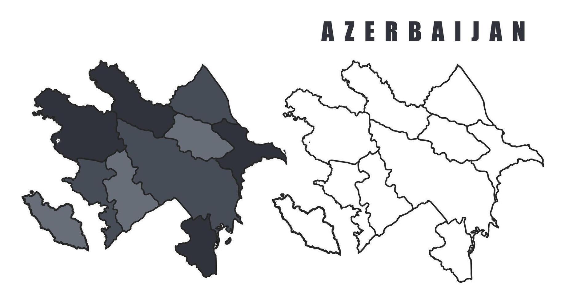 Azerbaijan country map simple flat outline illustration set vector