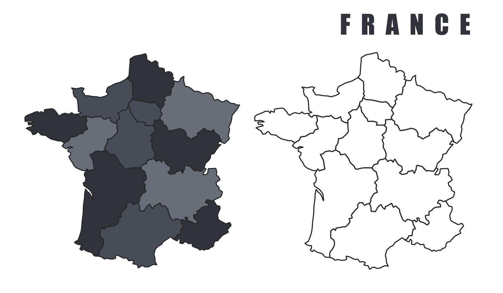 France country map simple flat outline illustration set vector