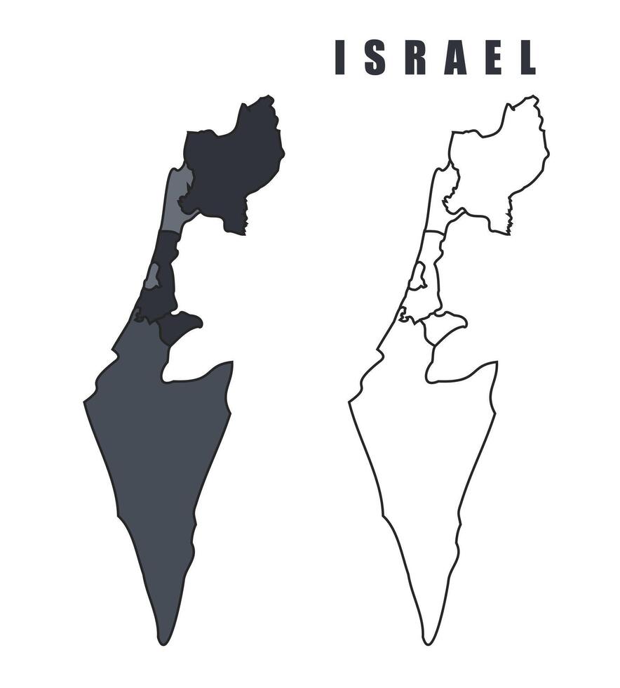 Israel country map simple flat outline illustration set vector