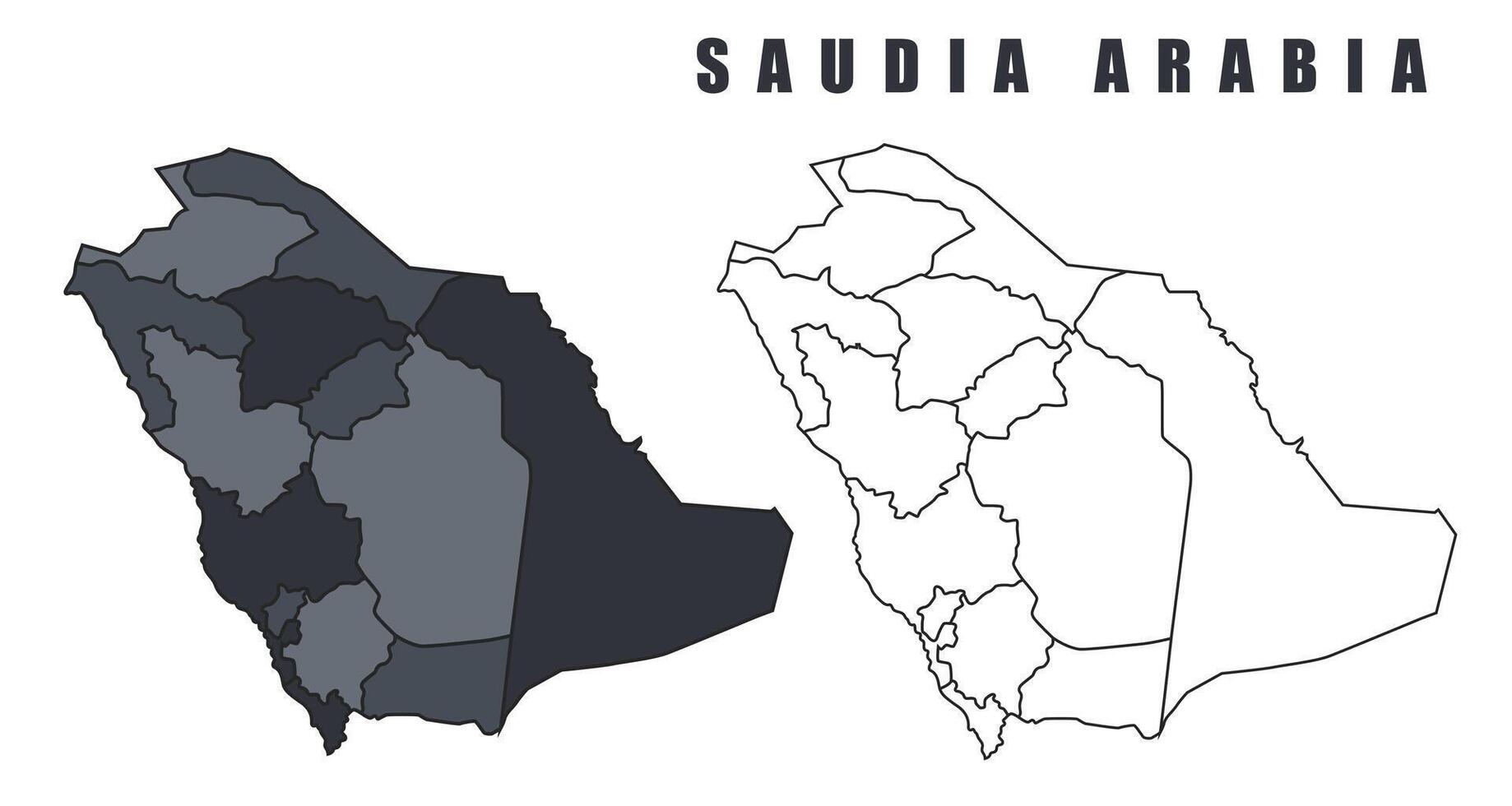 Saudi Arabia country map simple flat outline illustration set vector