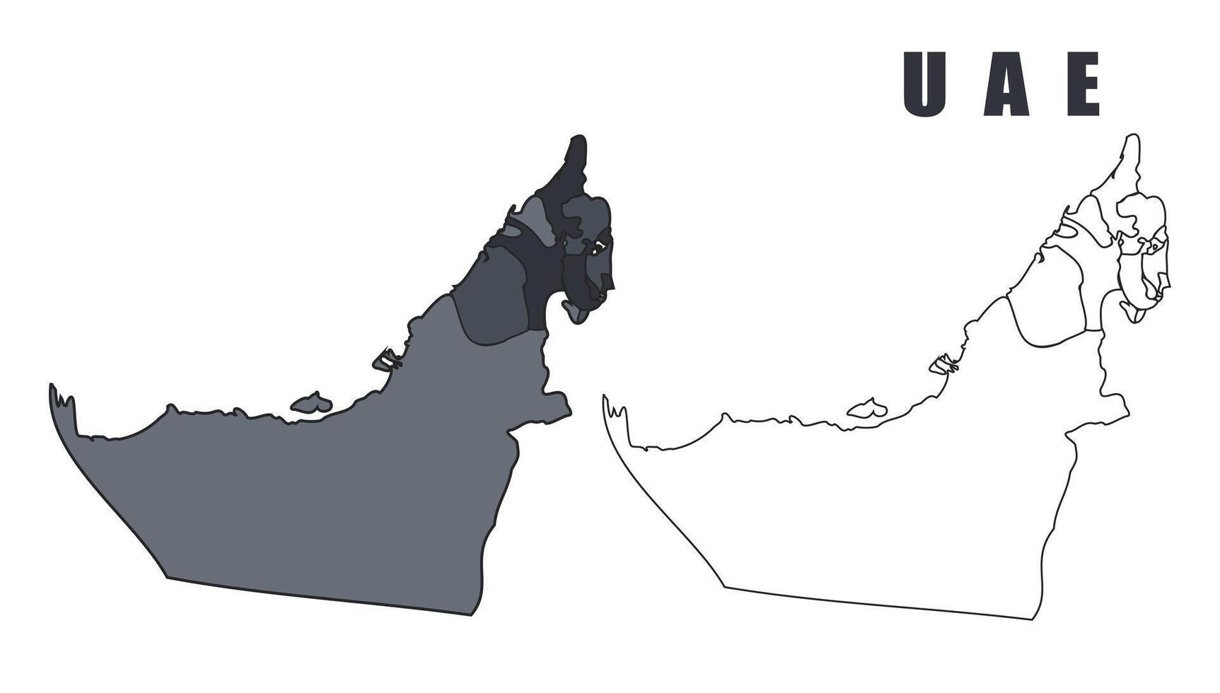 United Arab Emirates country map simple flat outline illustration set vector