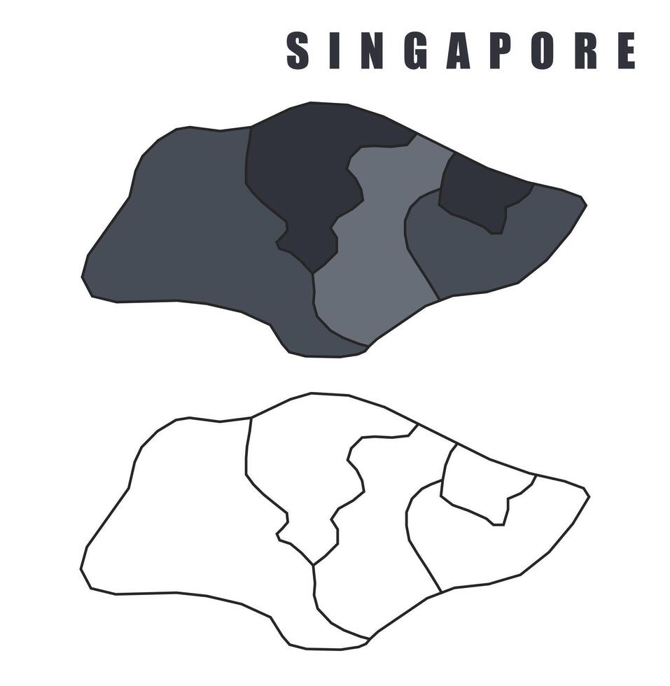 Singapore country map simple flat outline illustration set vector