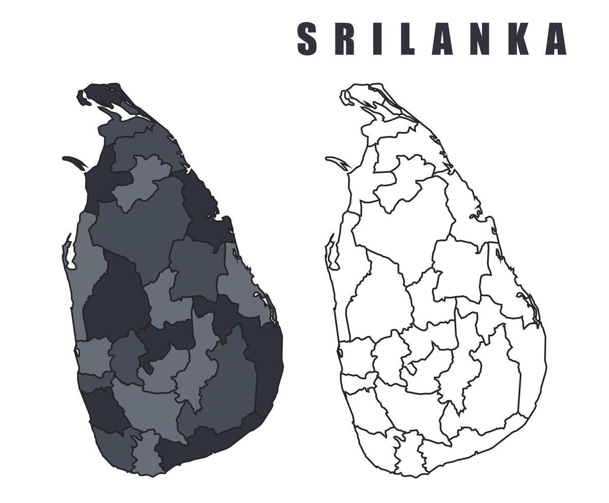 Srilanka country map simple flat outline illustration set vector