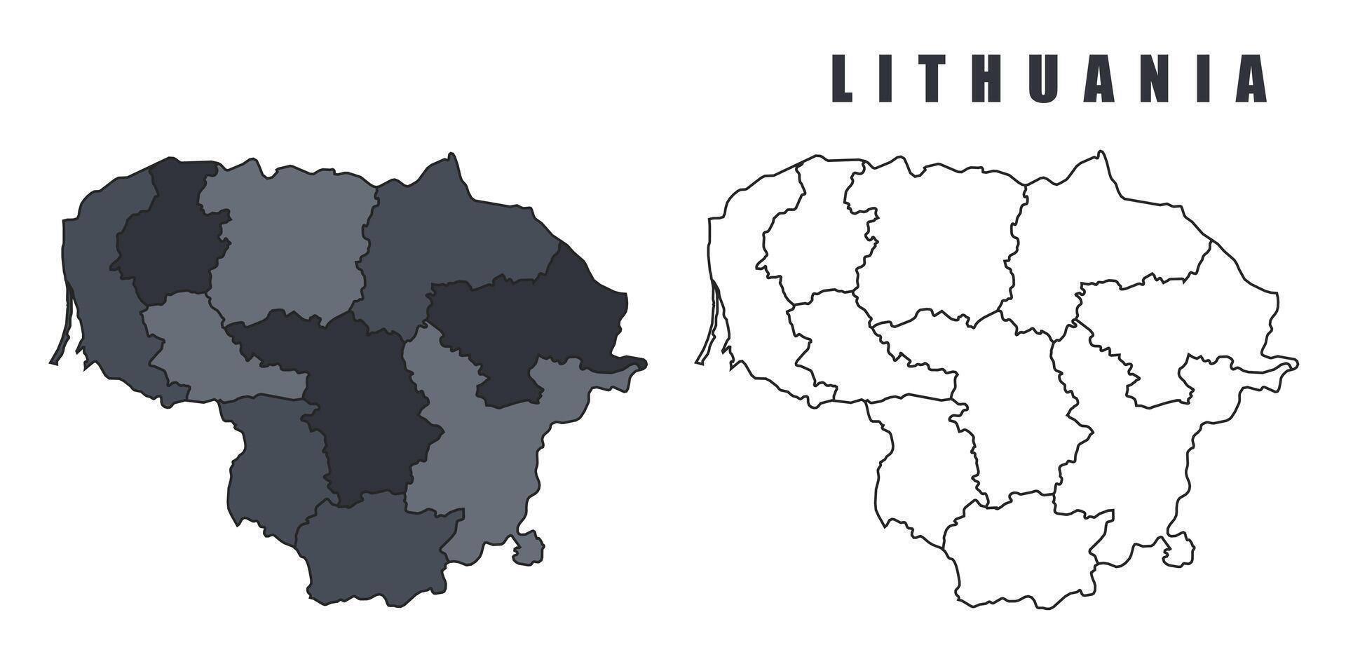 Lithuania country map simple flat outline illustration set vector