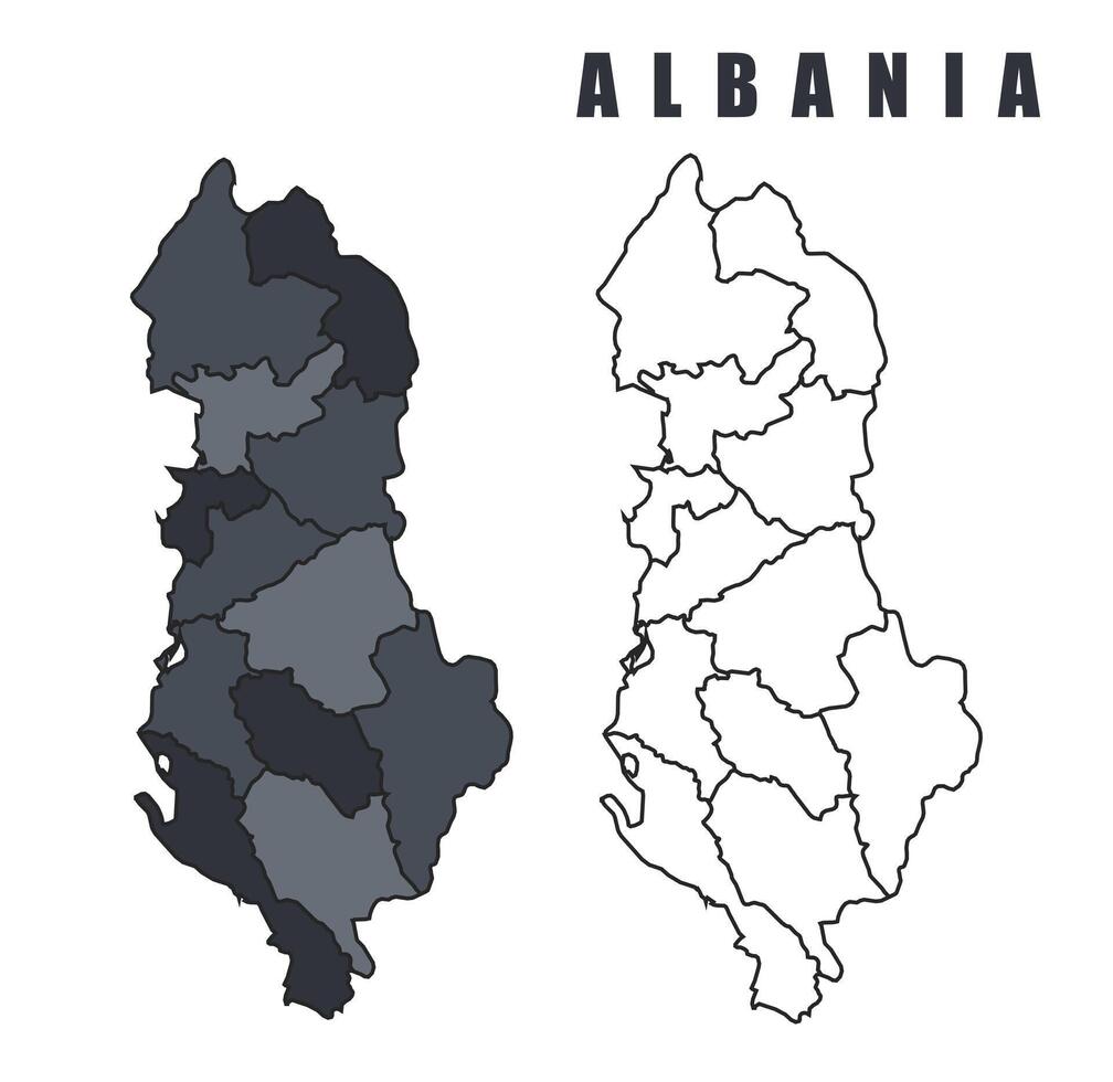 Albania country map simple flat outline illustration set vector