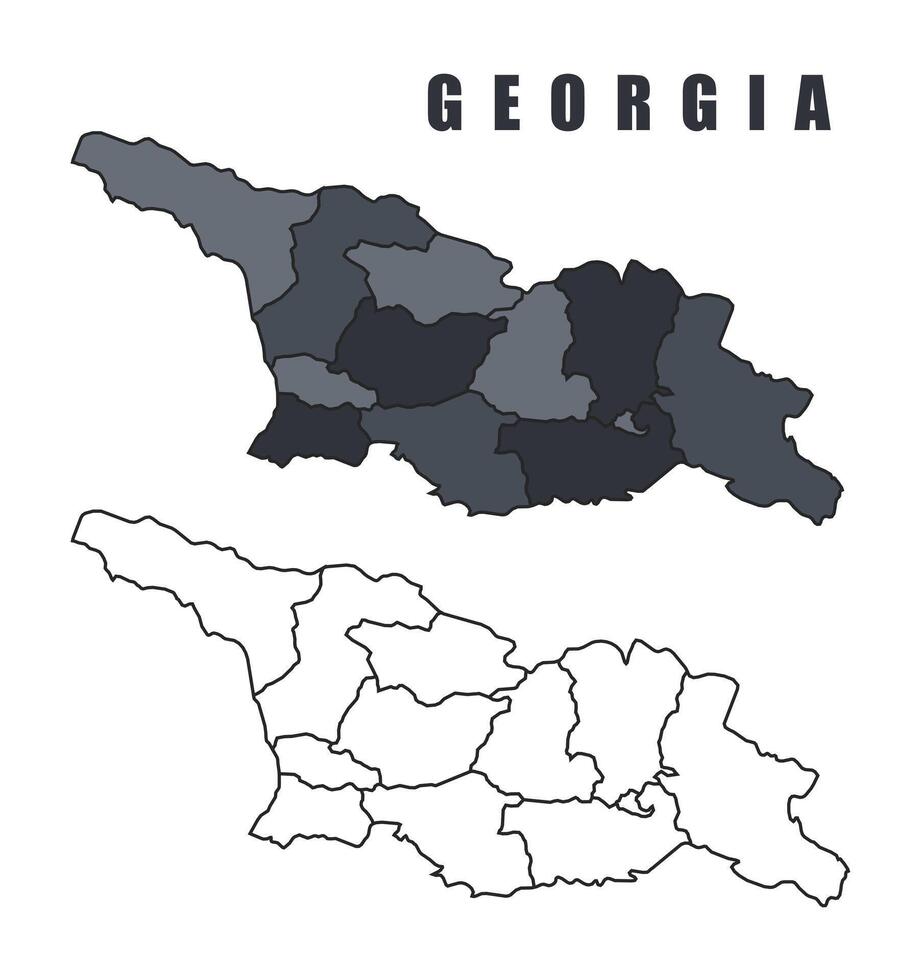 Georgia country map simple flat outline illustration set vector