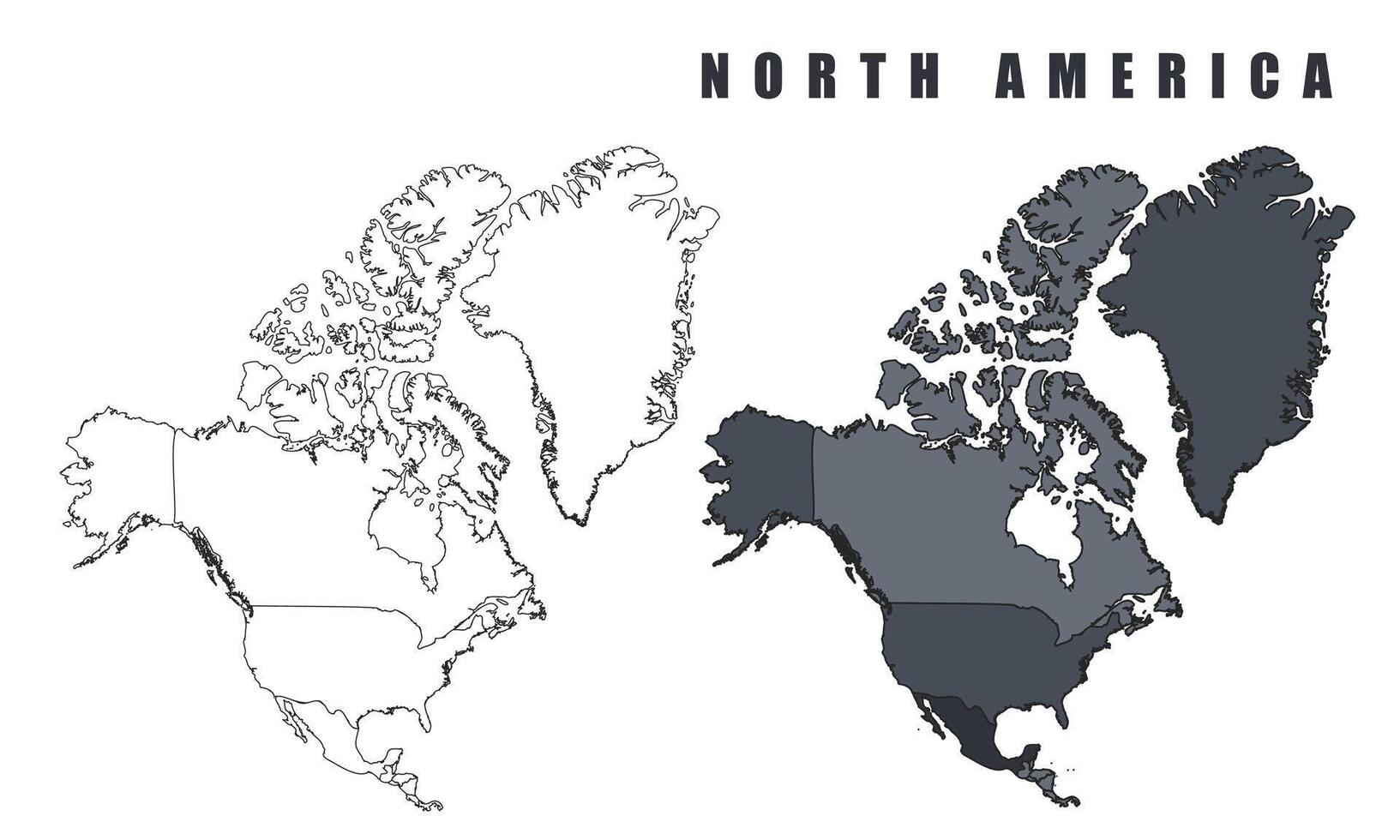 North America Map Blue Outline vector