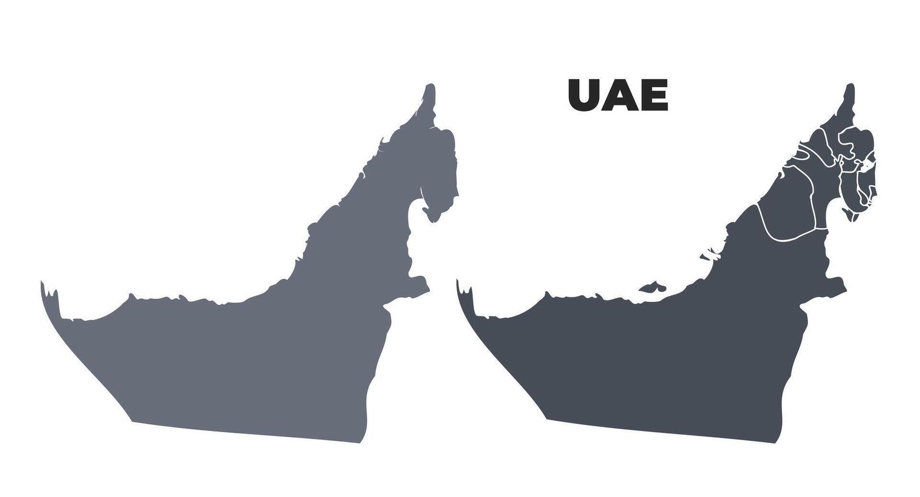 United Arab Emirates grey political map simple flat illustration set vector