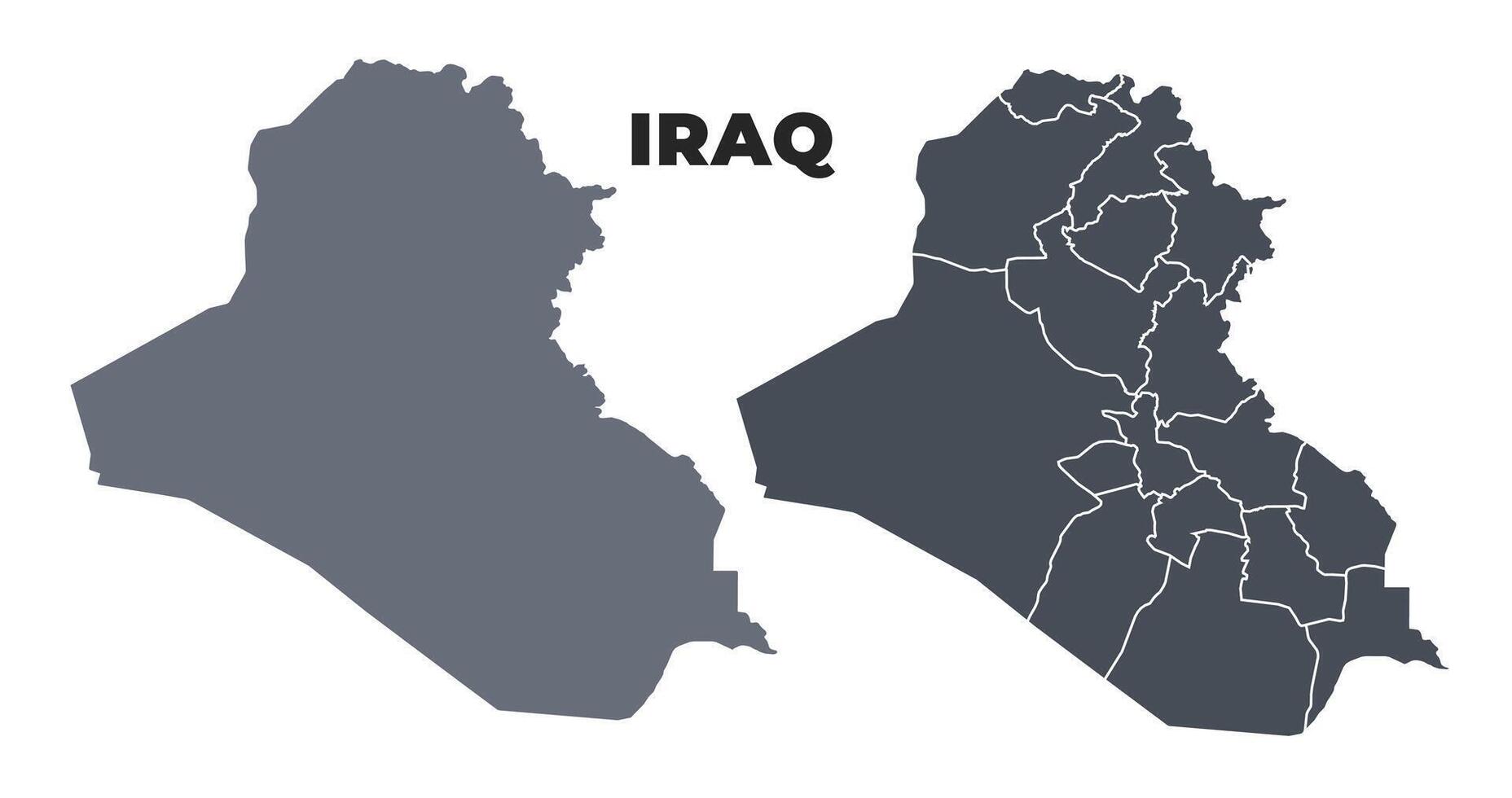 Iraq grey political map simple flat illustration set vector
