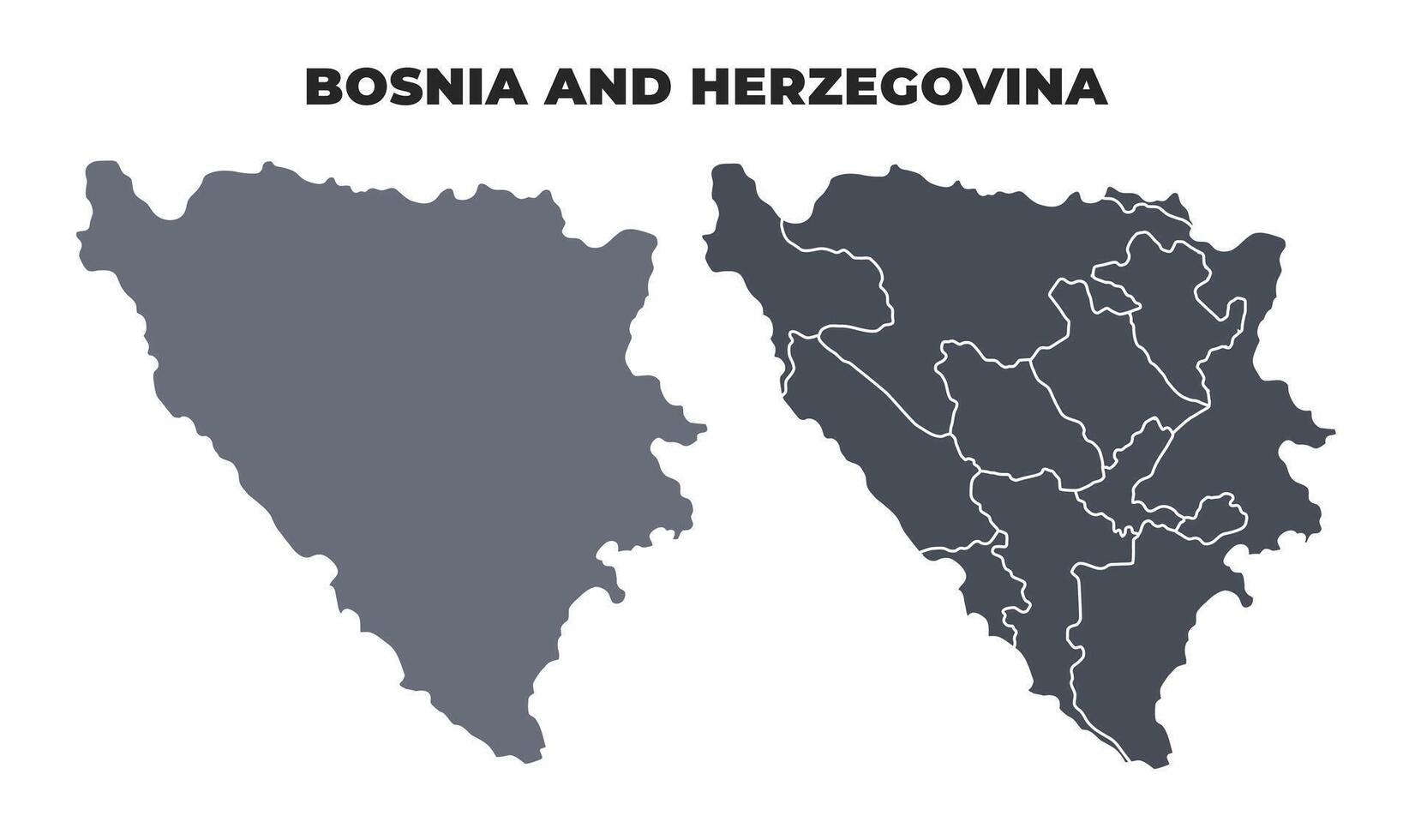 Bosnia grey political map simple flat illustration set vector